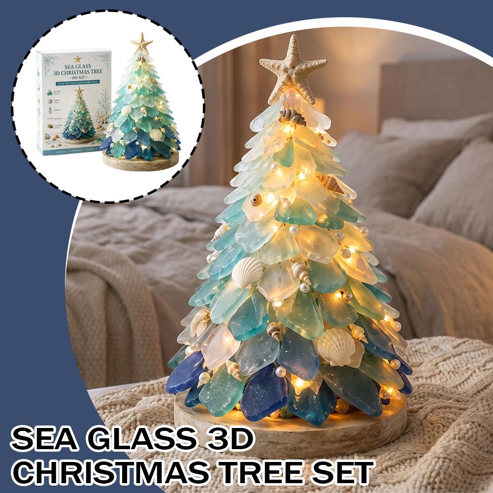 Art Craft Gifts For Adults - 3D Sea Glass Christmas Tree Design