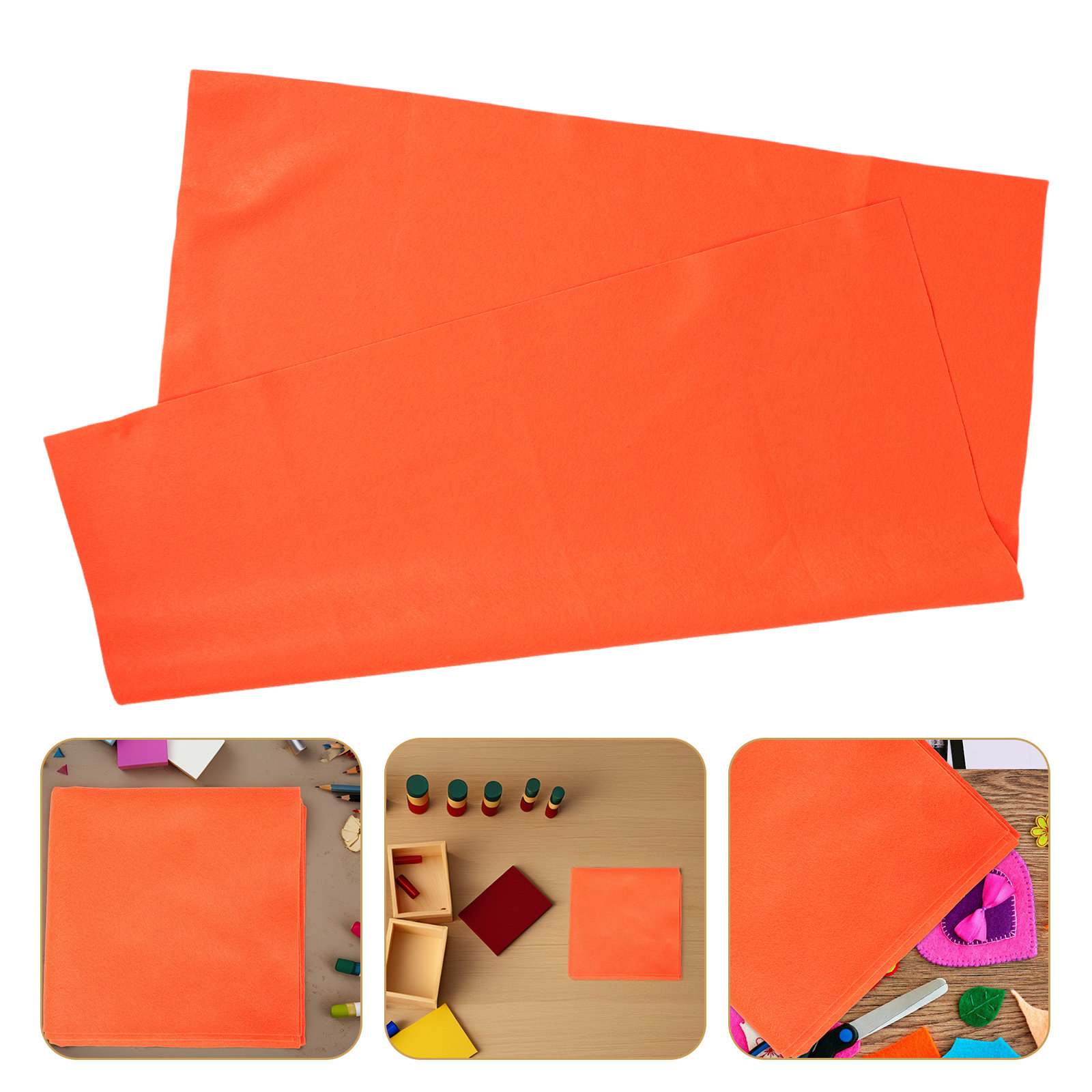 Art Craft For Kindergarten - Orange Felt Fabric Sheets Soft Flexible