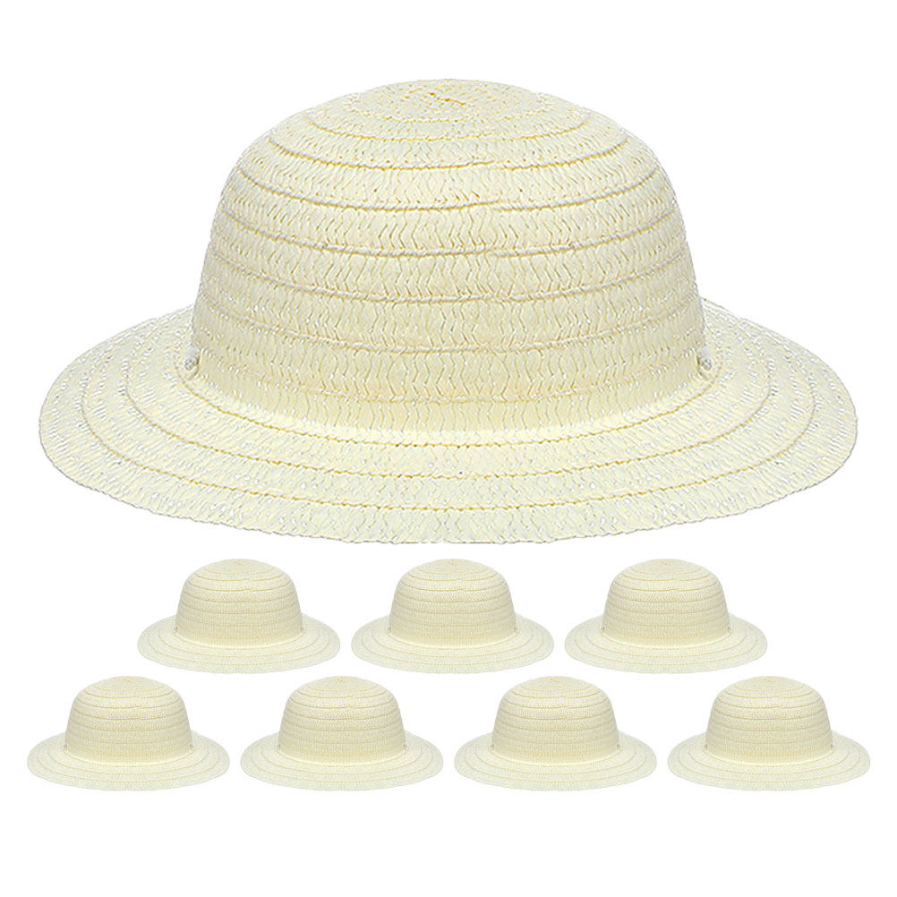 8Pcs DIY Kids Straw Hats White - Art Craft Hat review and price