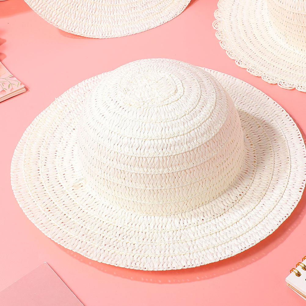 8Pcs DIY Kids Straw Hats White - Art Craft Hat review and price