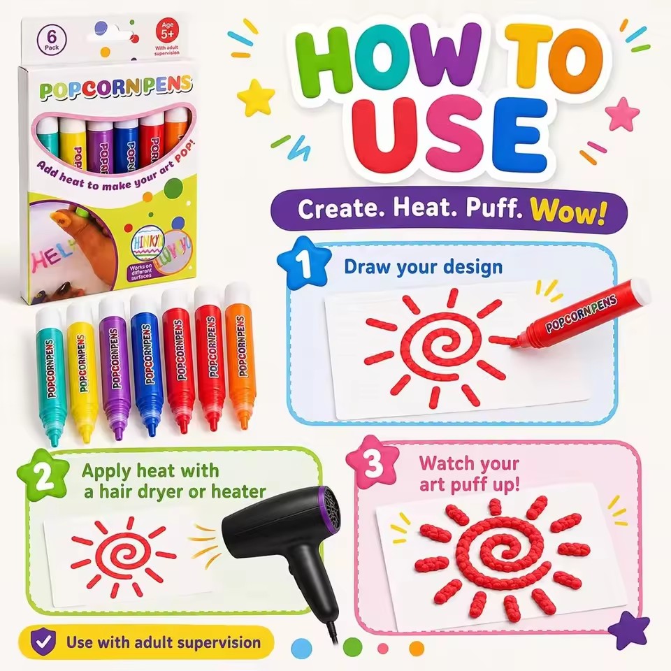 Puffy Popcorn Pen Set, Smooth  - Art Craft Notebook review and price