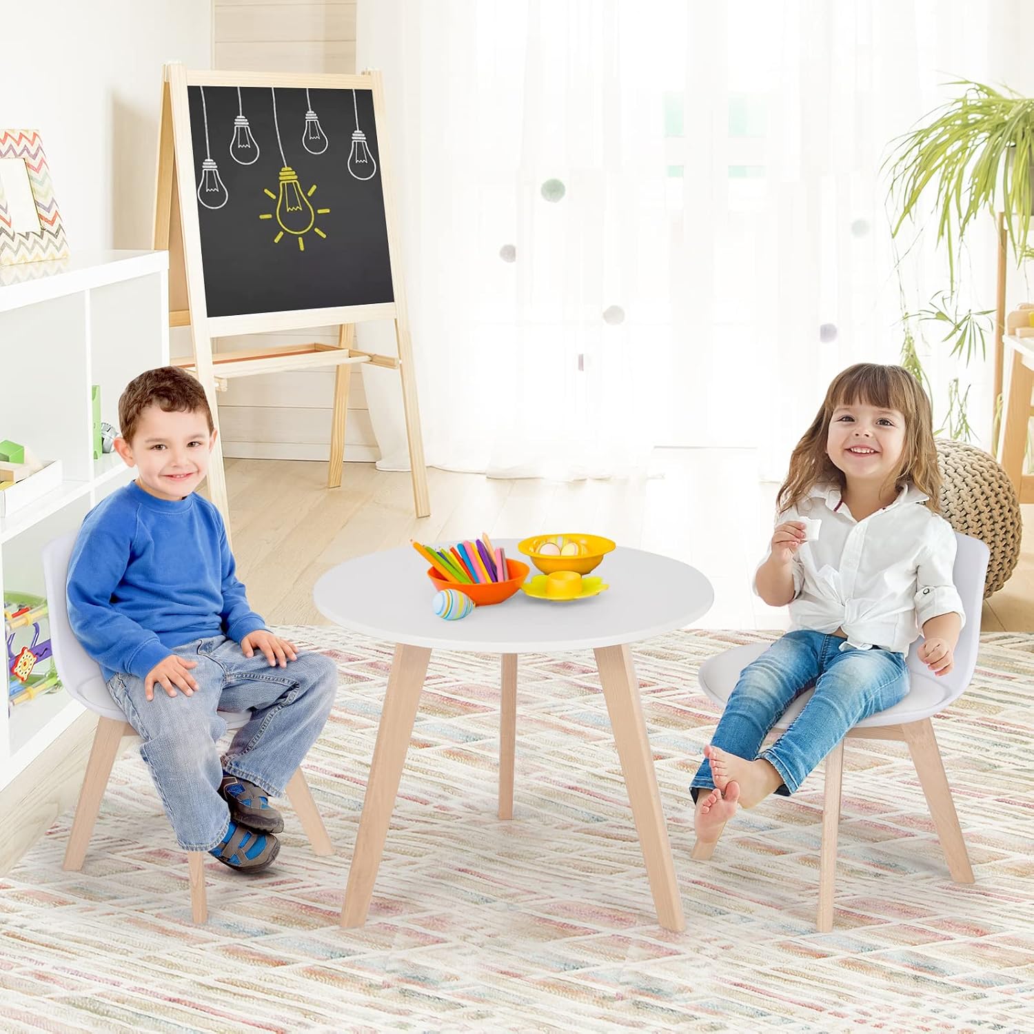 Kids Table & Chair Set 3 PCS W - Art Craft Activities For Preschoolers review and price
