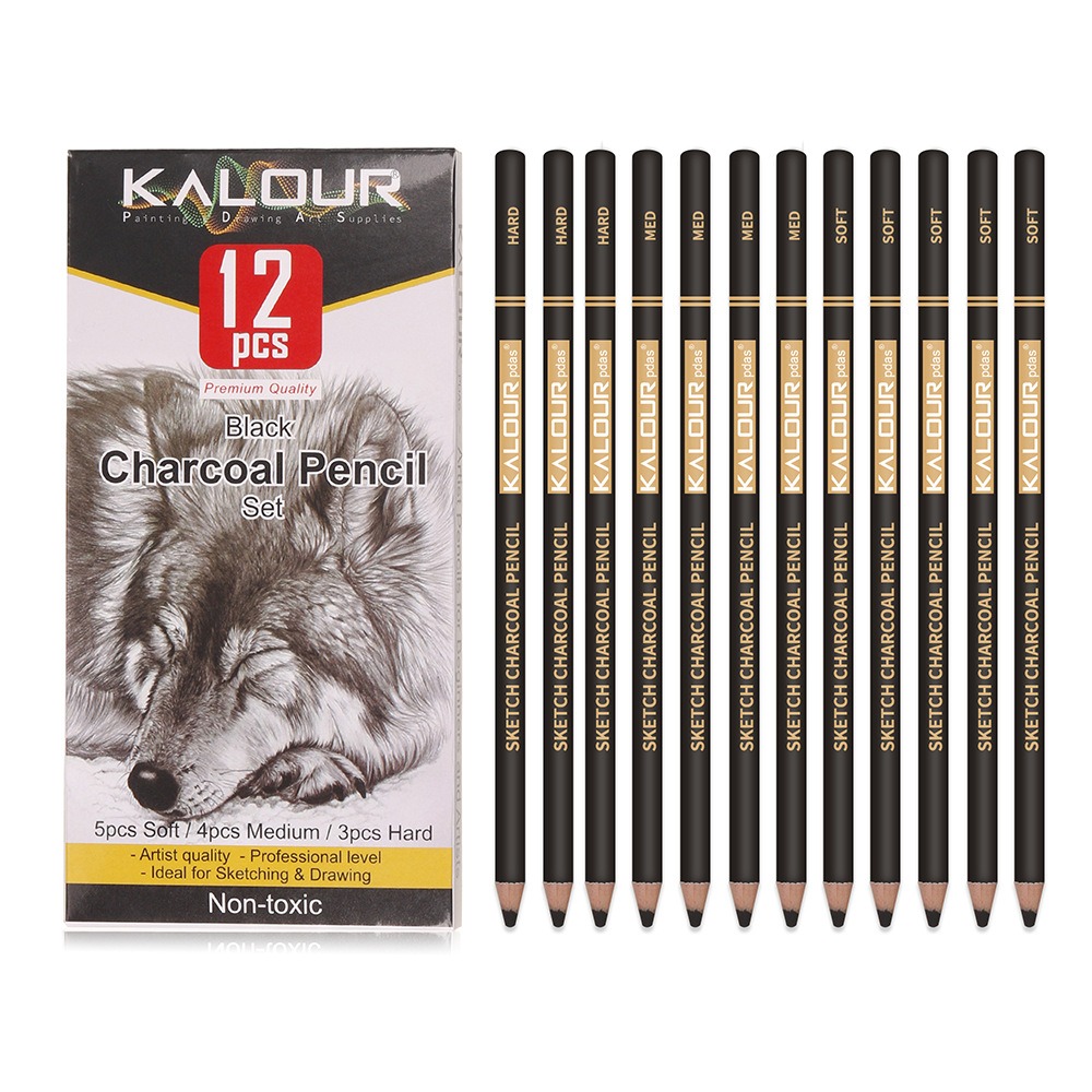 KALOUR Colored Charcoal Pencil - Chalk Pastel Set review and price
